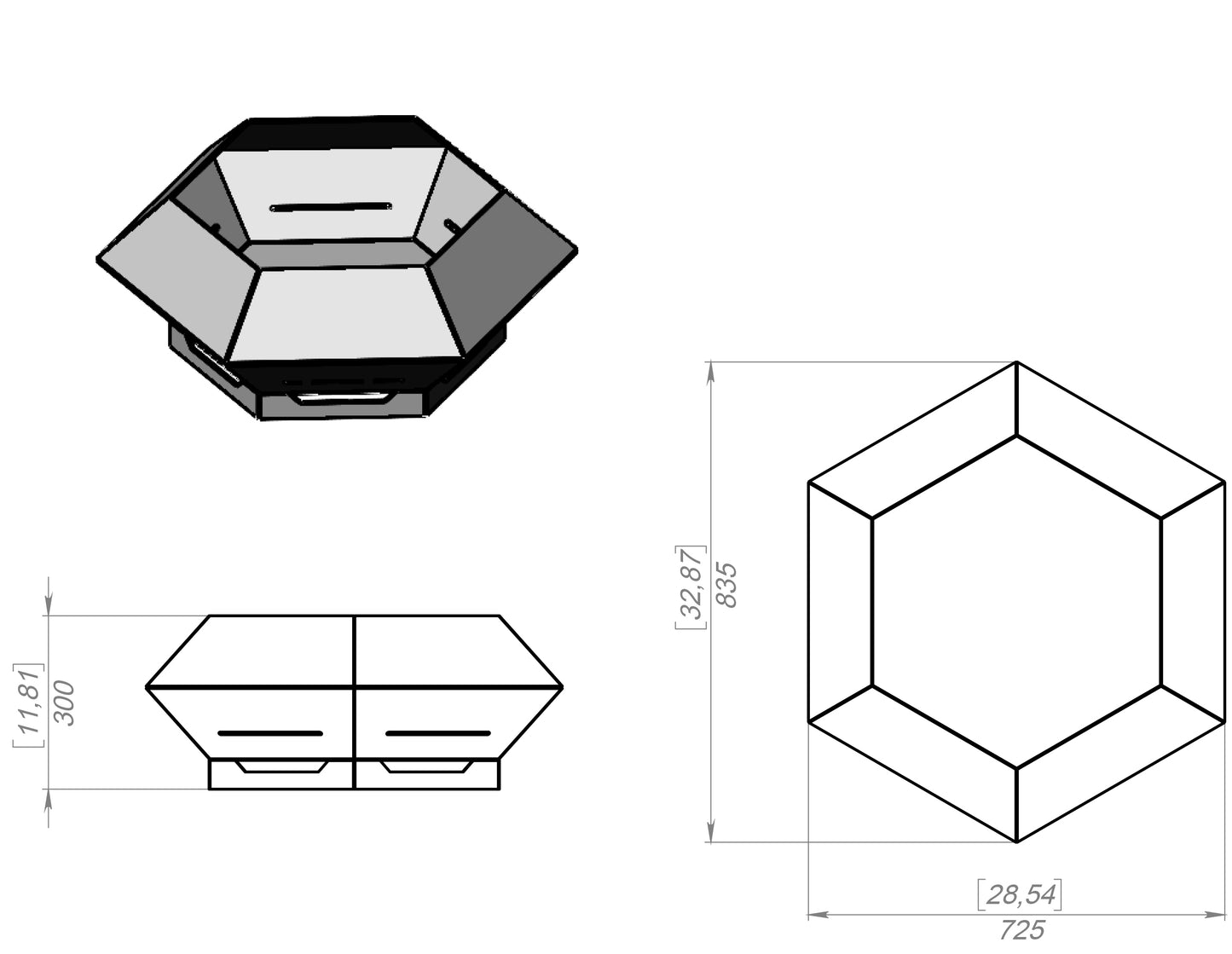 Hexagon 2 Outdoor Firepit