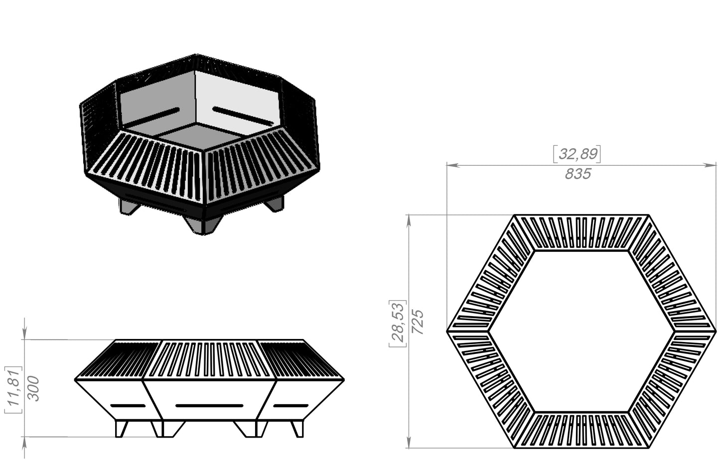 Hexagon 3 Outdoor Firepit