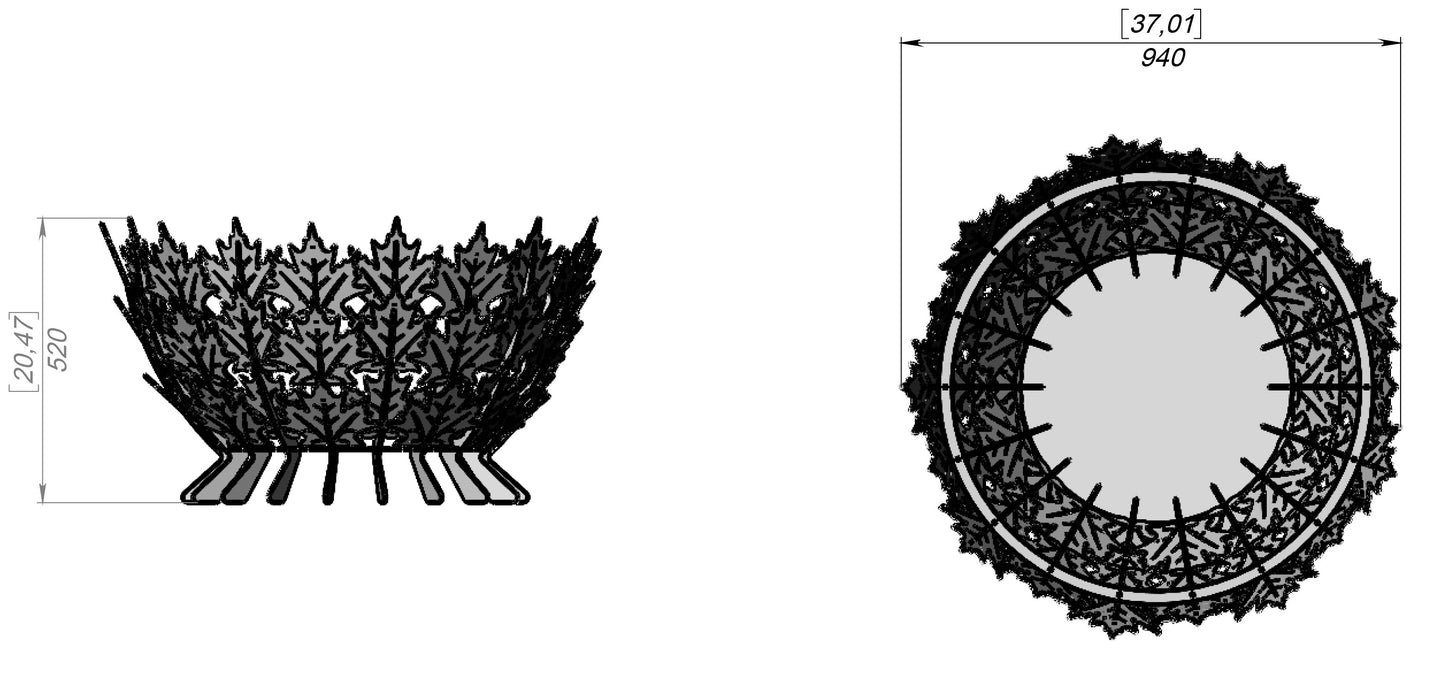 Maple Leaf Scales Outdoor Firepit 37"