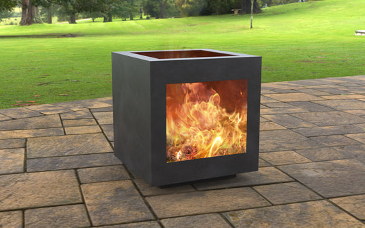 Modern Cube with Square Outdoor Firepit