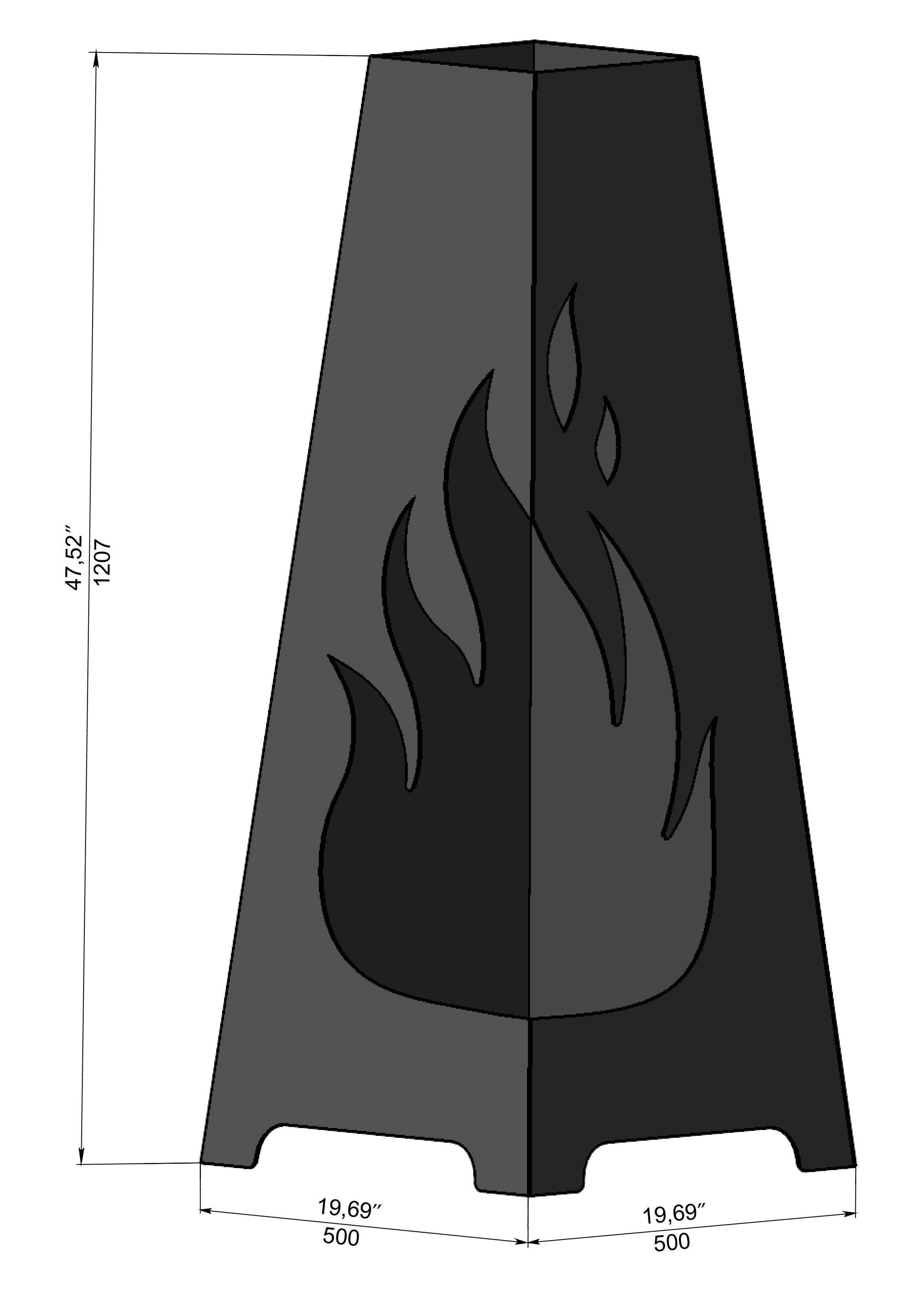Pyramid Fire Layout Pyramid Fire Outdoor Firepit – South Jersey Custom Metal Designs