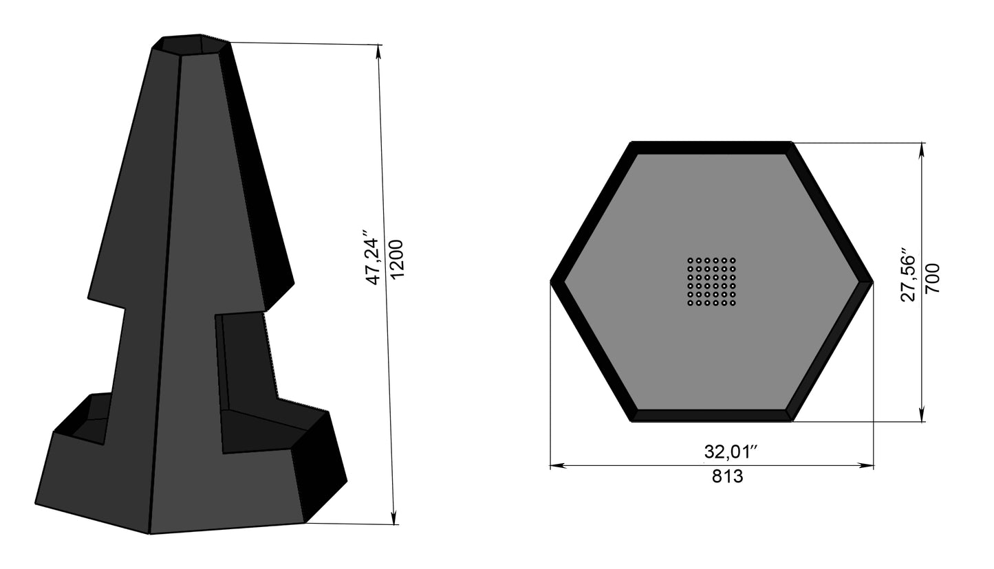 Pyramid Hexagon Low Outdoor Firepit