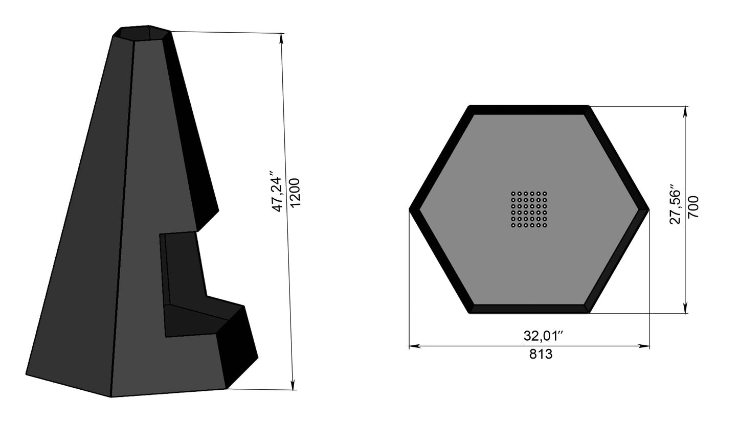 Pyramid Single Hexagon Outdoor Firepit