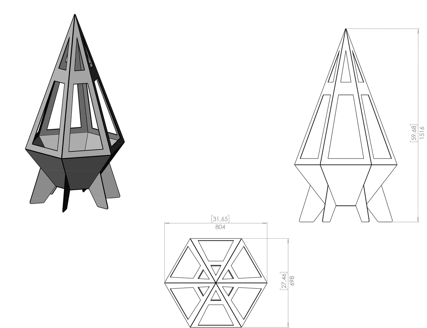 Pyramid Rocket Tall Outdoor Firepit