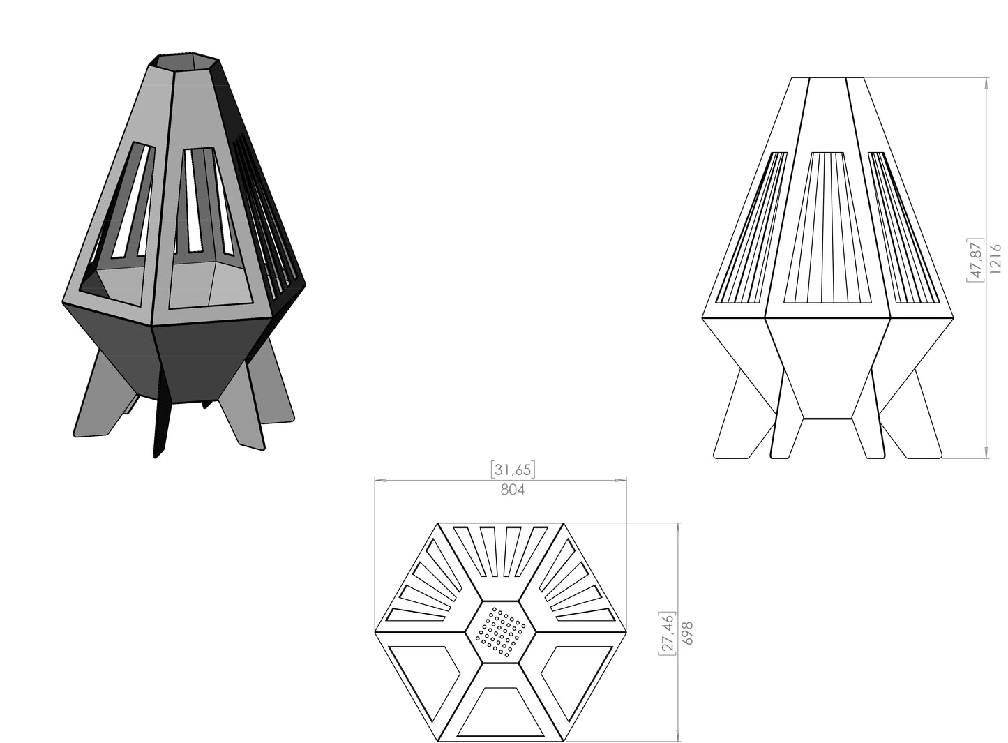 Pyramid Rocket Short Outdoor Firepit