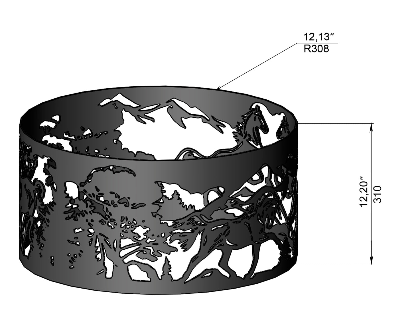 Horse Firepit 2 Ring