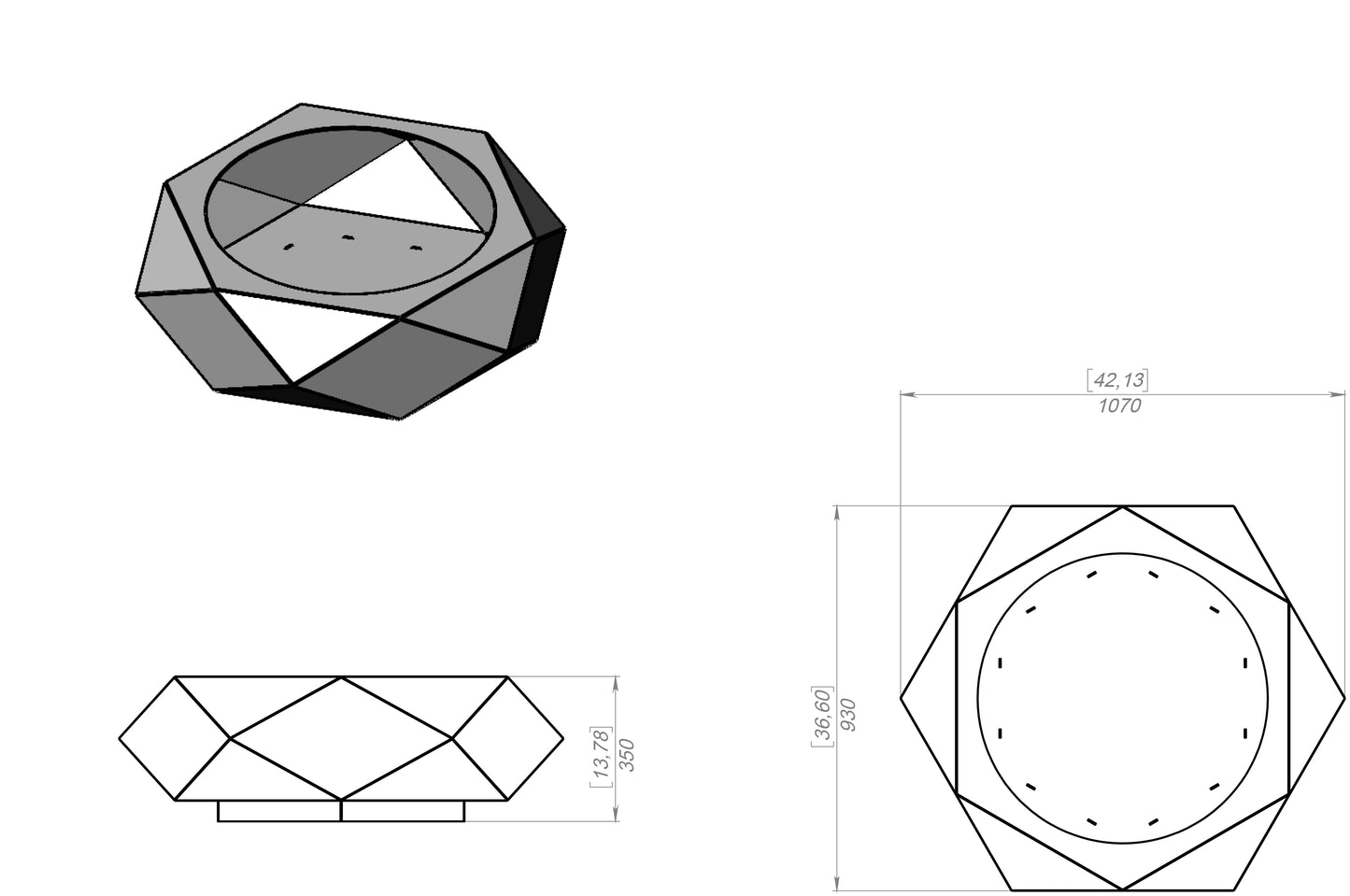 Volumetric Hexagon Outdoor Firepit