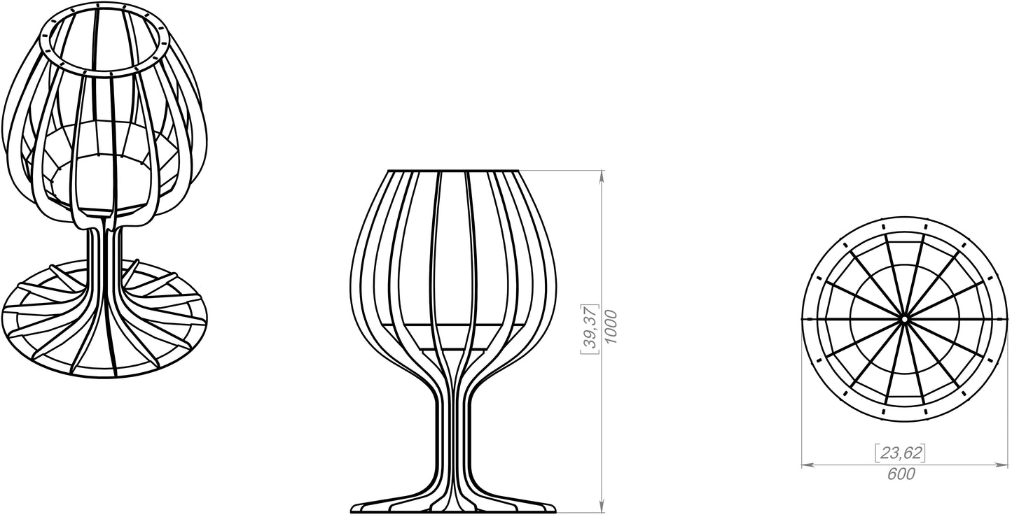 Wine Glass Outdoor Firepit 39"