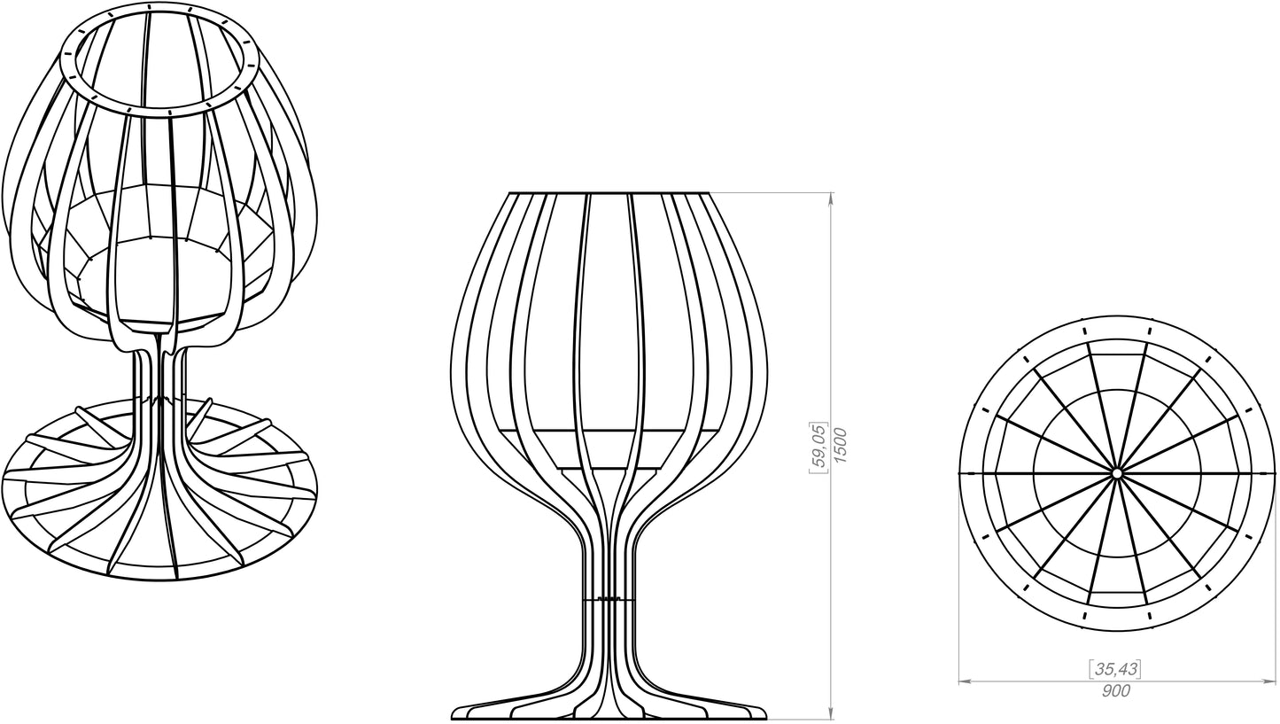 Wine Glass Outdoor Firepit 59"